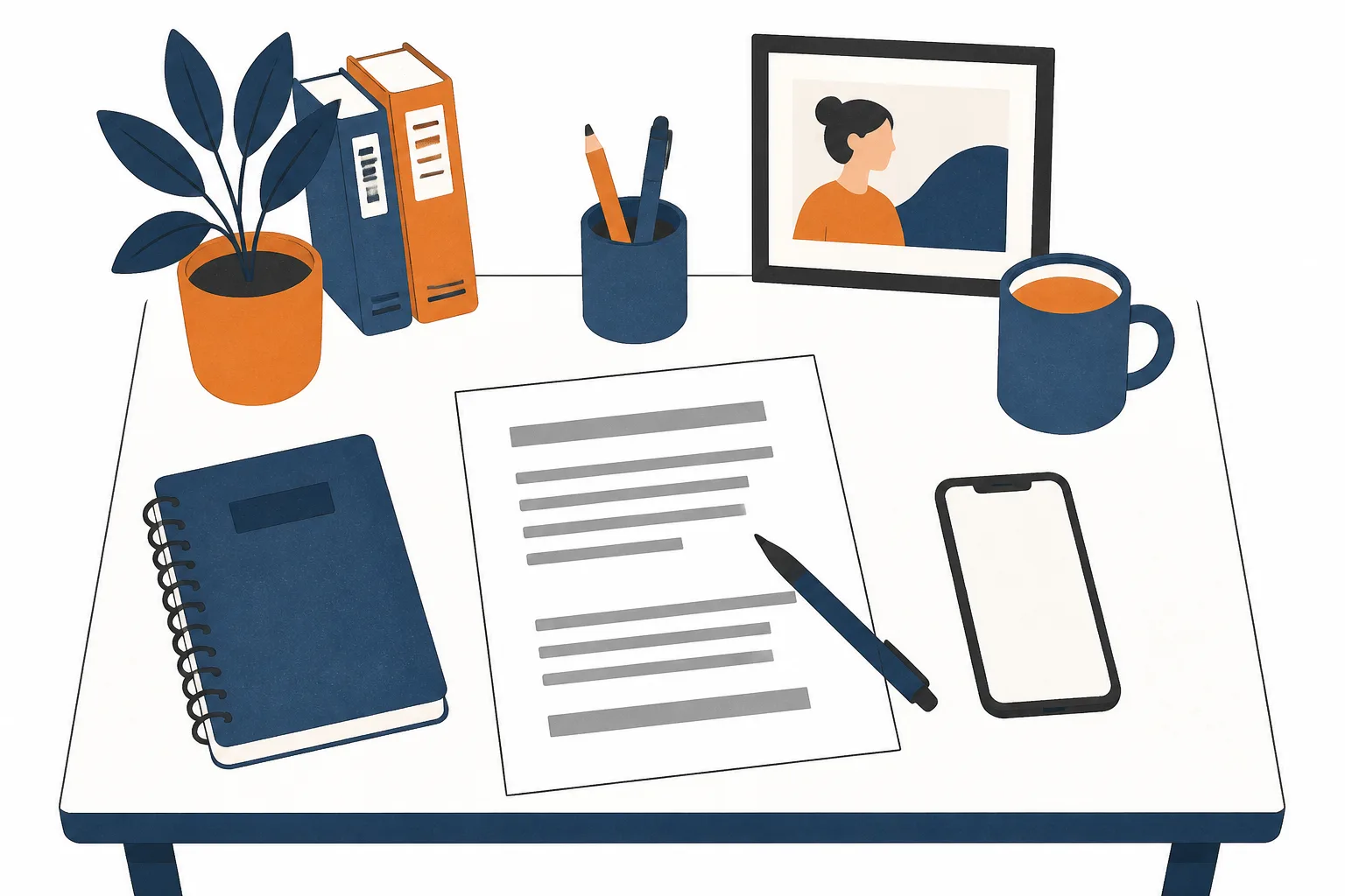 A single printed quote sheet on a home-office desk beside a mug, a pen and a face-up phone